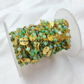 Chrysoprase Beaded Chain, Wire Wrapped Chain, Rosary Bead Chain, Green Gemstone Chain, Jewelry Making Chain – SELLING BY FOOT
